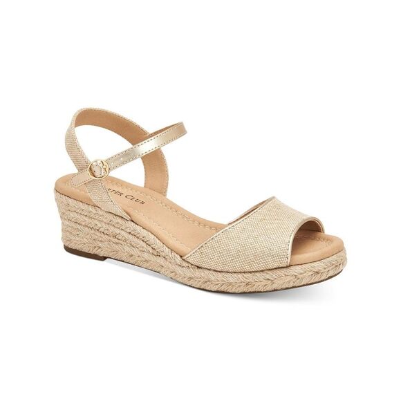 CHARTER CLUB Womens Beige Luchia Round Toe Wedge Buckle Espadrille Shoes 12 M - Picture 1 of 4